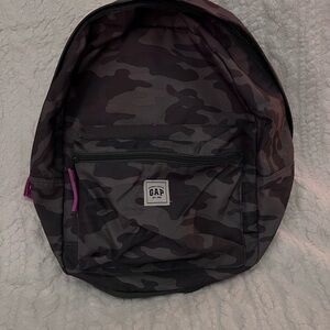 GAP Camouflage Backpack - Black and Gray with Pink Accents
